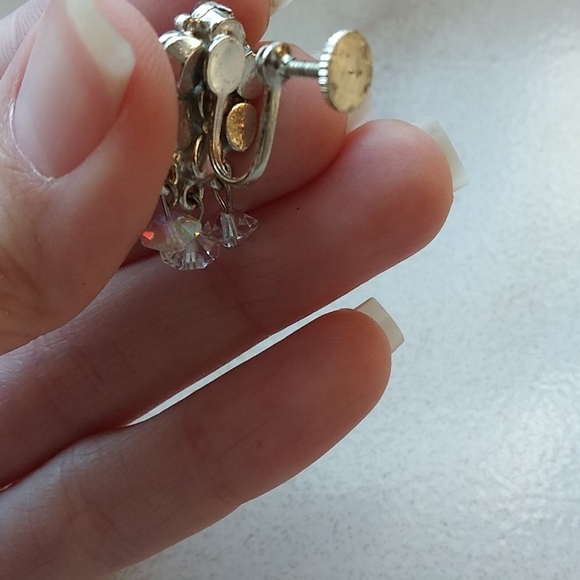 Vintage Blue Crystal Costume Crank Earrings - Picture 6 of 14